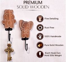 Brown Wooden Tiger Wall Hooks For Keys