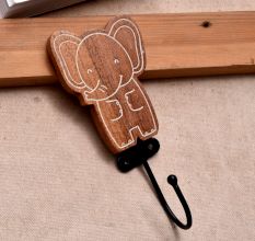 Brown Wooden Elephant Decorative Wall Hooks