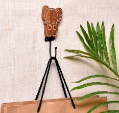 Brown Wooden Elephant Decorative Wall Hooks