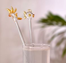 Assorted 6 Pieces Animal Stirrer Glass Swizzle Sticks for Cocktail Party