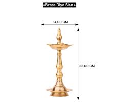 Golden Brass Oil Lamp with Lingam on Top