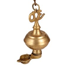 Hanging Om Oil Lamp Made of Premium Brass