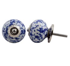 Blue Calico Ceramic Dresser Knob