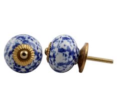 Blue Calico Ceramic Dresser Knob