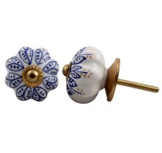 Blue Leaf Medium Dresser Knob
