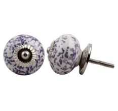 Purple Calico Ceramic Dresser Knob
