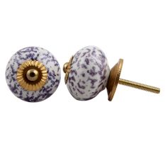 Purple Calico Ceramic Dresser Knob