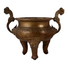 Handmade Brass Pot with Lion Head Handles