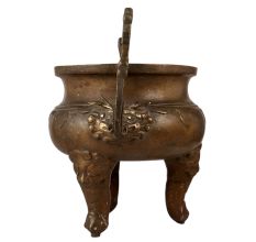 Handmade Brass Pot with Lion Head Handles