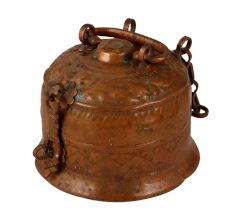 Round Brown Jewelry Box Made of Copper