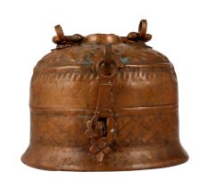 Round Brown Jewelry Box Made of Copper