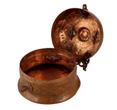 Round Brown Jewelry Box Made of Copper