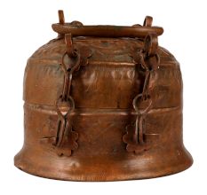 Round Brown Jewelry Box Made of Copper