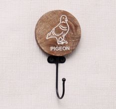 Brown Round Wooden Pigeon Hooks For Kids