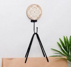 Brown Wooden Floral Pattern Wall Hooks for Hanging Heavy Duty