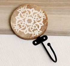 Brown Wooden Floral Pattern Wall Hooks for Hanging Heavy Duty