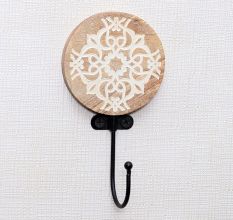 Brown Wooden Floral Pattern Wall Hooks for Hanging Heavy Duty