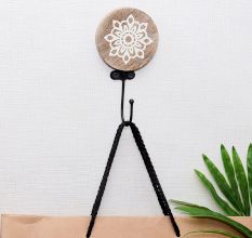 Floral Brown Wooden Hooks for Hanging Towels