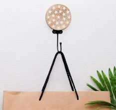 Star Pattern Brown Wooden Hooks For Kids