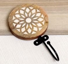 Geometric Pattern Brown Wooden Hooks for Hanging Coats