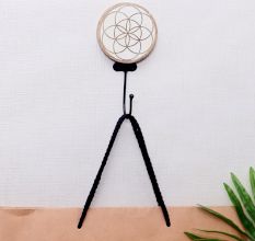 Brown Wooden Abstract Pattern Coat Hooks Wall Mounted