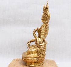 Golden Bronze Goddess White Tara Statue for Worship