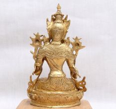 Golden Bronze Goddess White Tara Statue for Worship