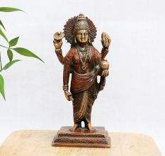 Antique Brown Handmade Lord Dhanvantari Statue