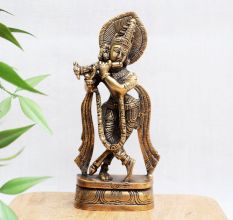 Premium Bronze Lord Krishna Murti for Home Temple