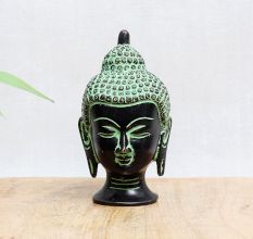 Bronze Buddha Head Statue in Antique Finish