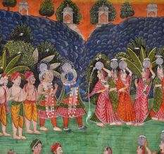 Multi-Coloured Lord Krishna Teasing Gopis Pichwai Painting