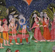 Multi-Coloured Lord Krishna Teasing Gopis Pichwai Painting