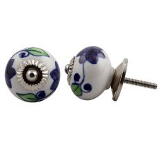 Purple Green Floral Dresser Knob