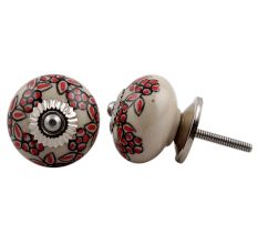 Red Tiny Flower Dresser Knob