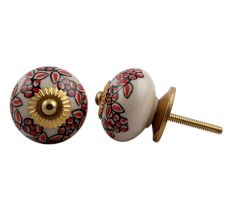 Red Tiny Flower Dresser Knob
