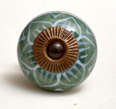 Olive Green Flower Dresser Knob