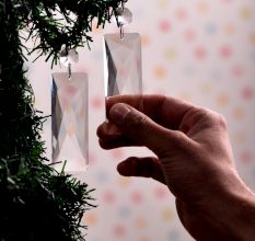 Decorative Crystal Faceted Glass Christmas Ornaments in Set of 20