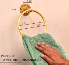 Golden Floral Brass Towel Ring Holder