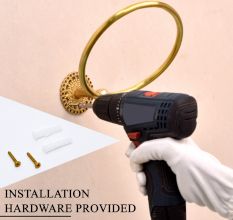 Golden Floral Brass Towel Ring Holder