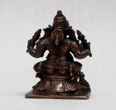 Vintage Copper Statue of Lord Ganesha in Antique Finish