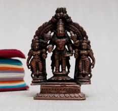 Copper Statue of Lord Perumal with Sridevi & Bhudevi for Worship
