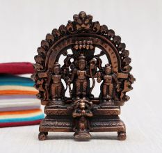 Handmade Lord Ram Darbar Copper Statue in Antique Finish