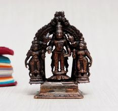Handmade Lord Srinivasa, Sridevi & Bhudevi Copper Statue