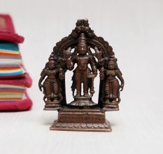 Handmade Copper Statue of Lord Srinivasa, Sridevi & Bhudevi