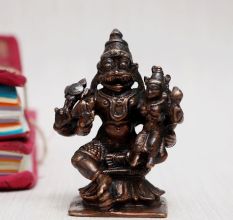 Copper Statue of Lord Narasimha with Goddess Lakshmi