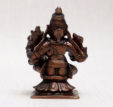 Copper Statue of Lord Narasimha with Goddess Lakshmi