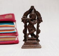 Handcrafted Copper Statue of Lord Krishna for Prayer Room