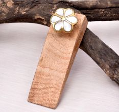 White Flower Mother of Pearl Wooden Door Stopper
