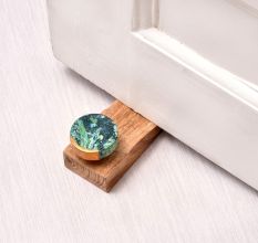 Green Stone Wooden Door Stopper