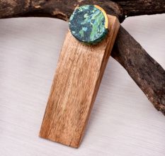Green Stone Wooden Door Stopper